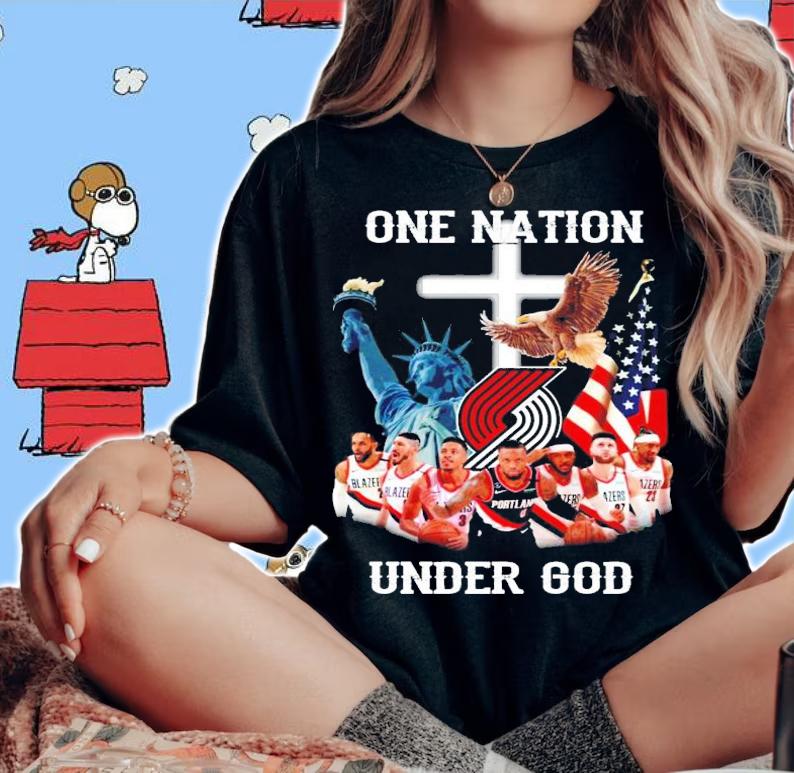 Portland Trail Blazers one nation under god shirt woman shirt