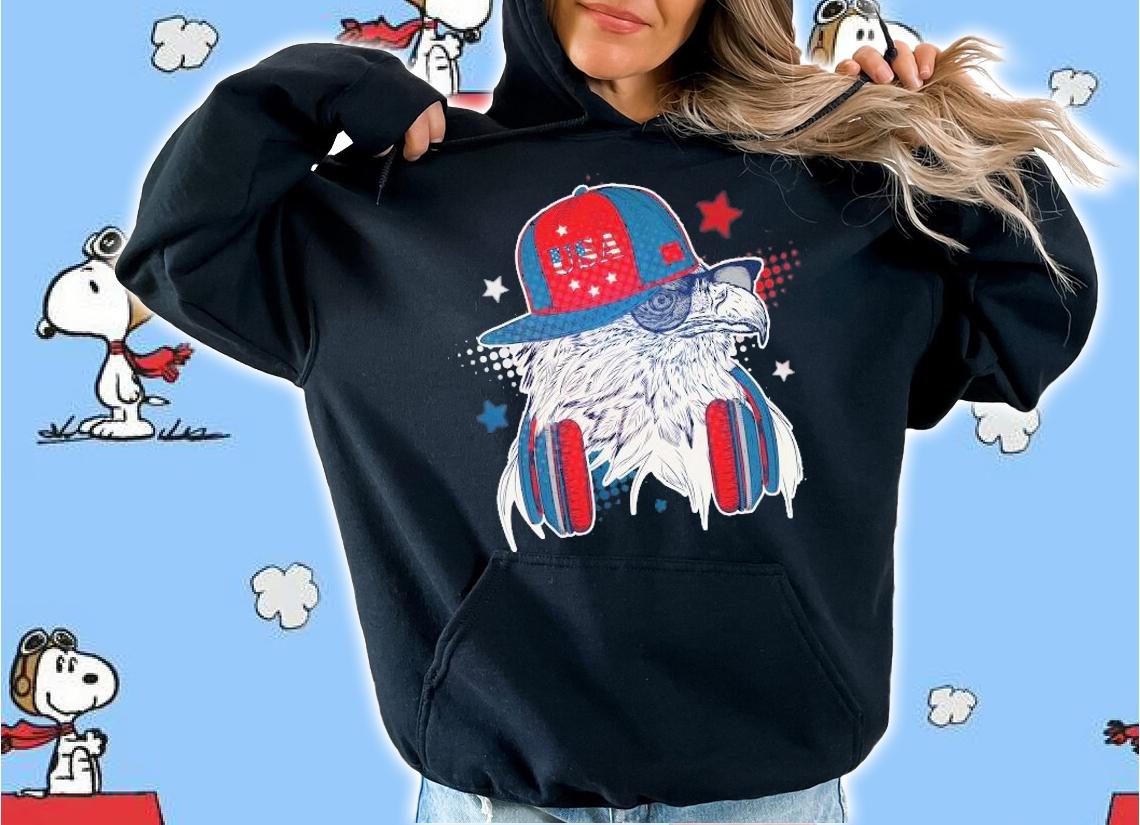 Cool American USA Flag Hipster DJ Eagle shirt hoodie