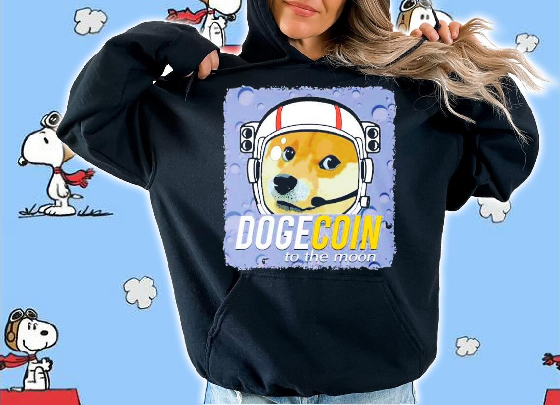 Dogecoin Astronaut Shiba dog go to the moon shirt hoodie