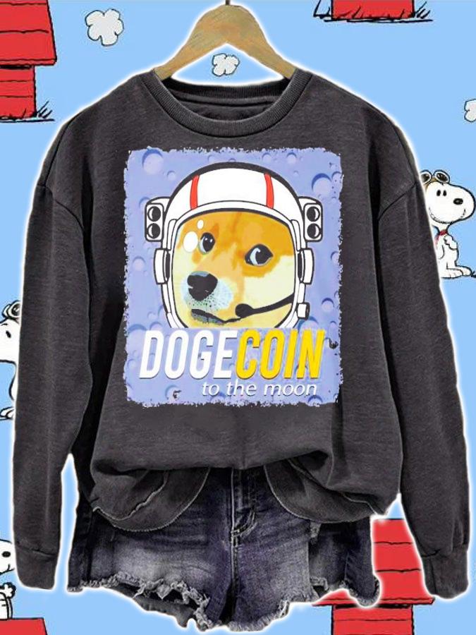 Dogecoin Astronaut Shiba dog go to the moon shirt sweatshirt