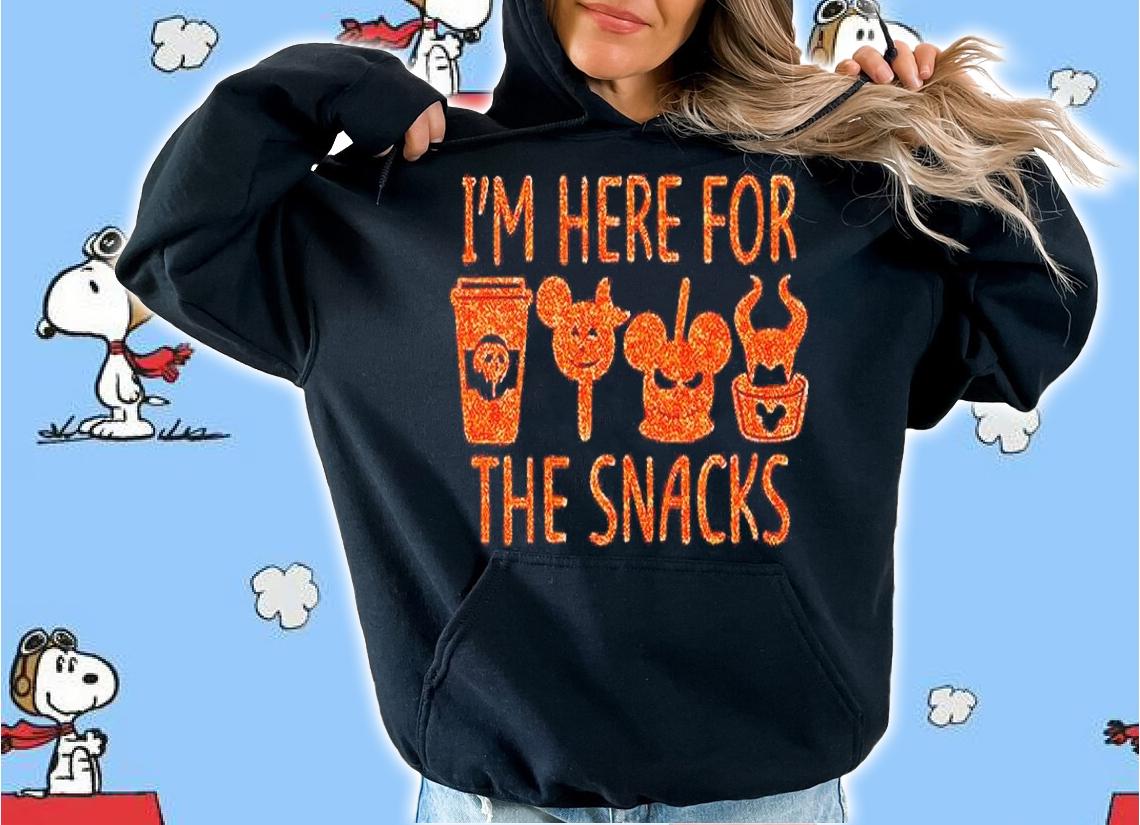 Halloween I'm here for the Snacks Disney Jack Skeleton and Witch T-shirt hoodie