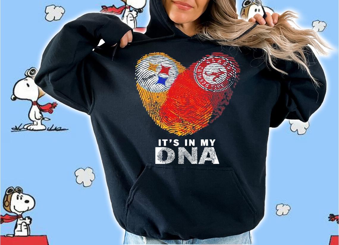 Love Pittsburgh Steelers and Alabama Crimson Tide Its in my DNA shirt