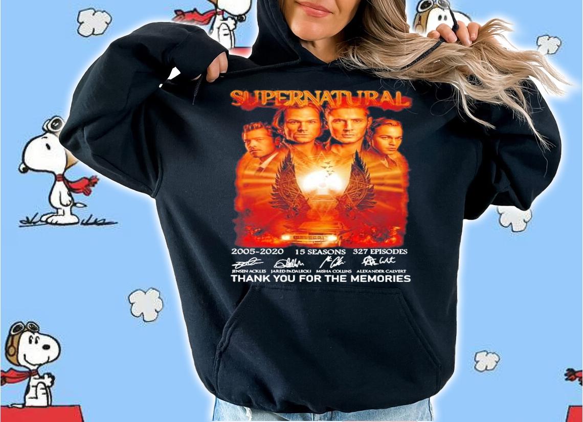 Official Supernatural 2005-2020 15 seasons 327 episodes thank you for the memories shirt hoodie