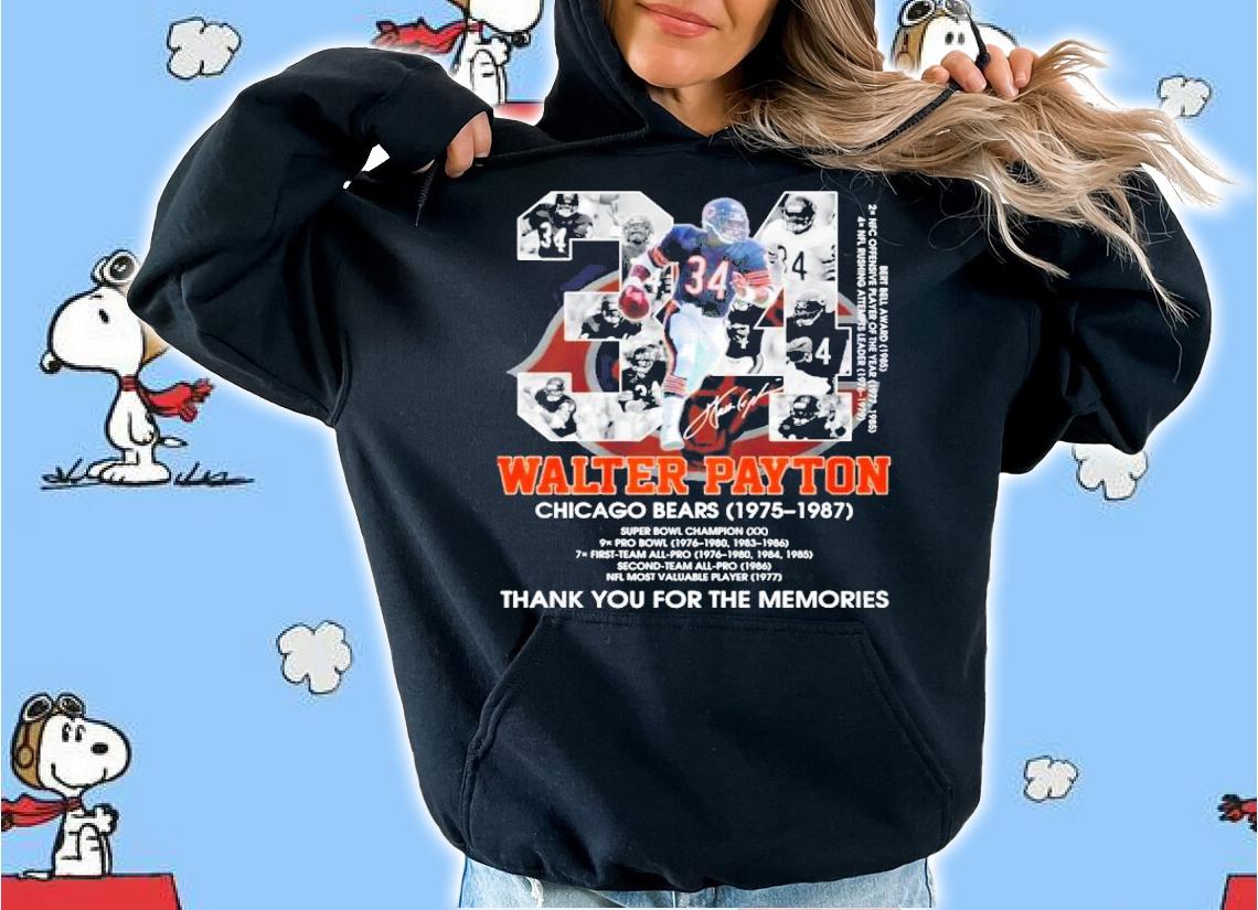34 Walter Payton Chicago Bears 1975 1987 thank you for the memories shirt