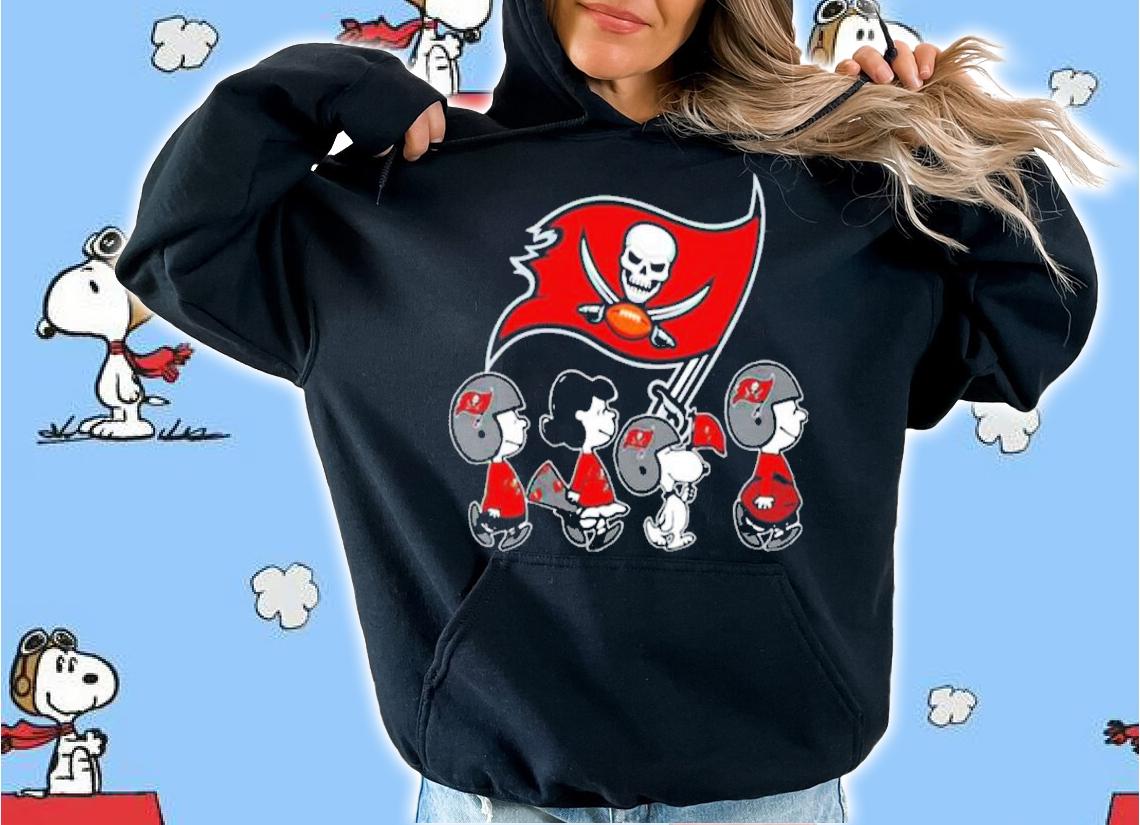The Peanuts Snoopy and Friends cheer for the Tampa Bay Buccaneers NFL shirt hoodie