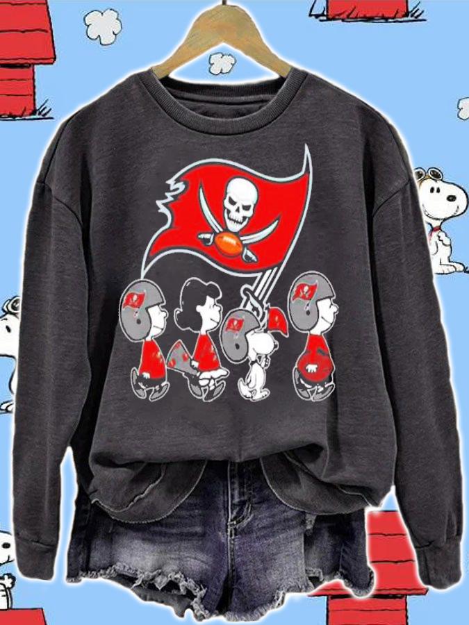 The Peanuts Snoopy and Friends cheer for the Tampa Bay Buccaneers NFL shirt sweatshirt