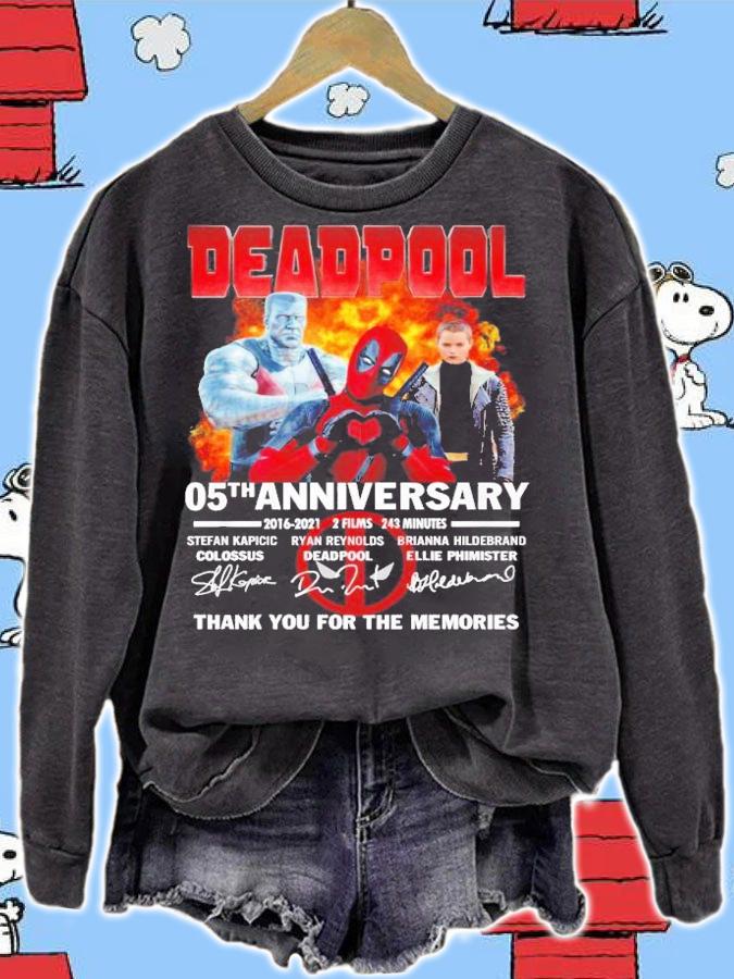 Deadpool 05th anniversary 2016 2021 thank you for the memories t-shirt