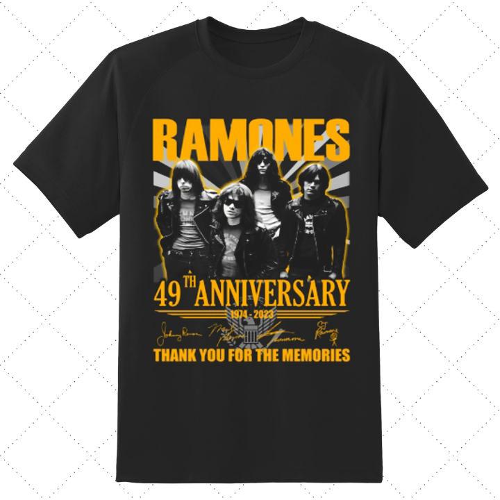 Ramones Rock Band 49Th Anniversary 1974–2023 Thank You For The Memories Signatures T-Shirt