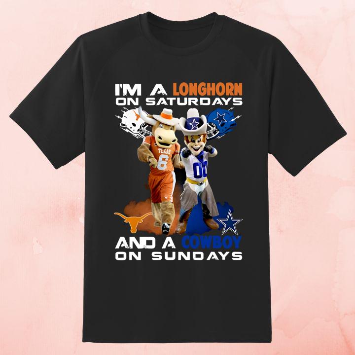 Bevo And Rowdy Im A Texas Longhorns On Saturdays A Dallas Cowboys On Sundays Shirt