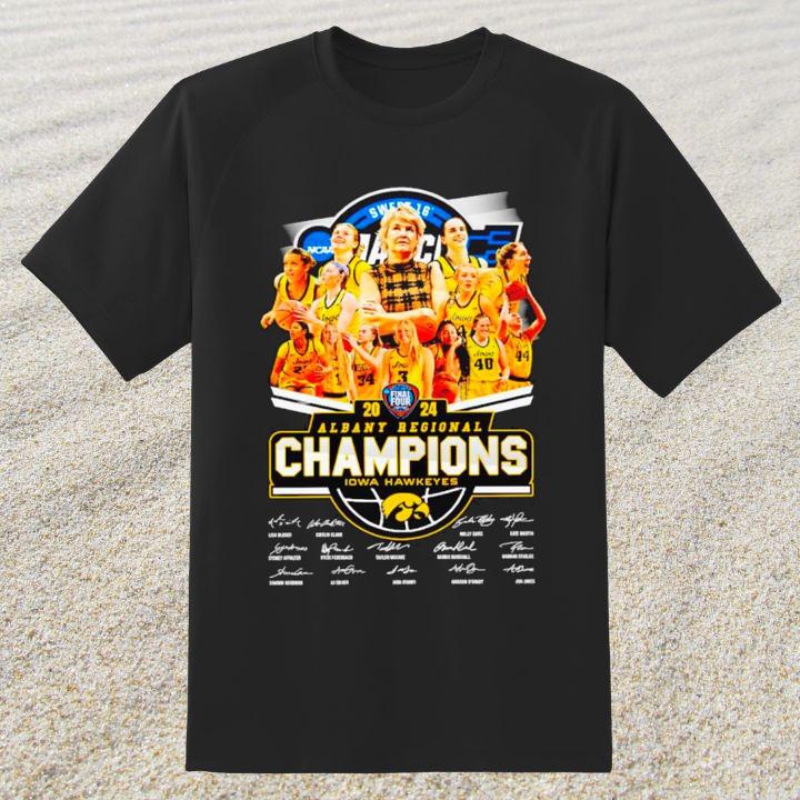 Iowa Hawkeyes 2024 NCAA Women's Basketball Albany Regional Champs T-Shirt
