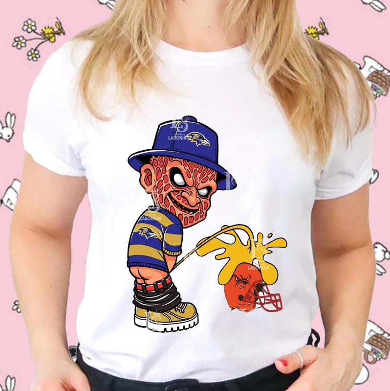 Hot Freddy Krueger Baltimore Ravens Pissing On Cleveland Browns T-Shirt