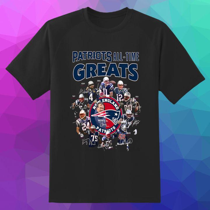 Premium All-Time Greats New England Patriots Team Players Autograph T-Shirt