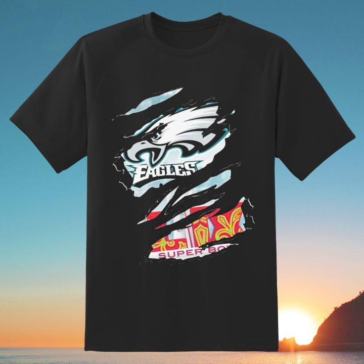 Philadelphia Eagles Logo Super Bowl Lix 2025 Torn Scratch Shirt