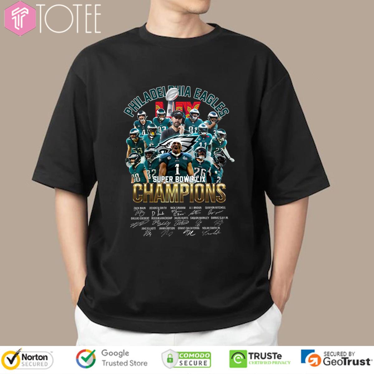 Philadelphia Eagles Super Bowl LIX Champions Signatures T-Shirt