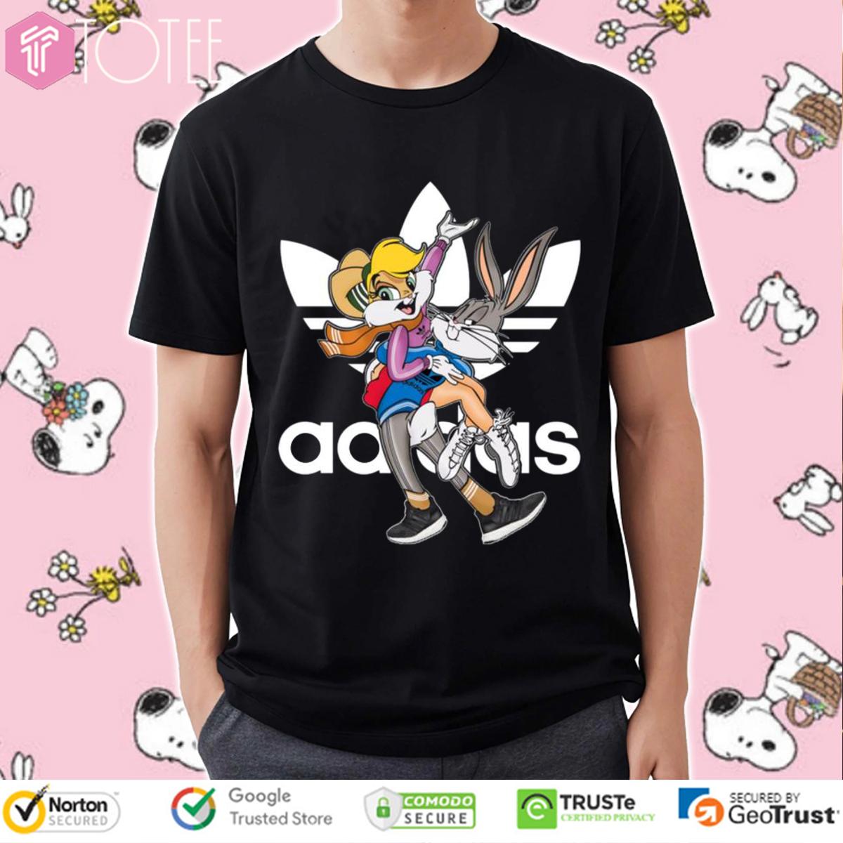 Lola And Bugs Bunny Looney Tunes Parody Adidas Logo T-Shirt