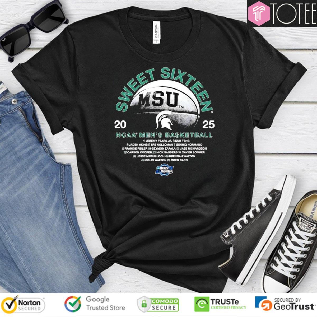 Michigan State Spartans Sweet Sixteen 2025 NCAA Men's Basketball Championship Shirt