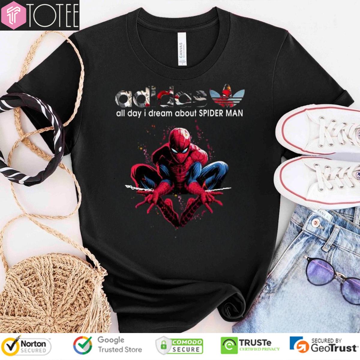 All Day I Dream About Spider Man Parody Adidas Logo T-Shirt