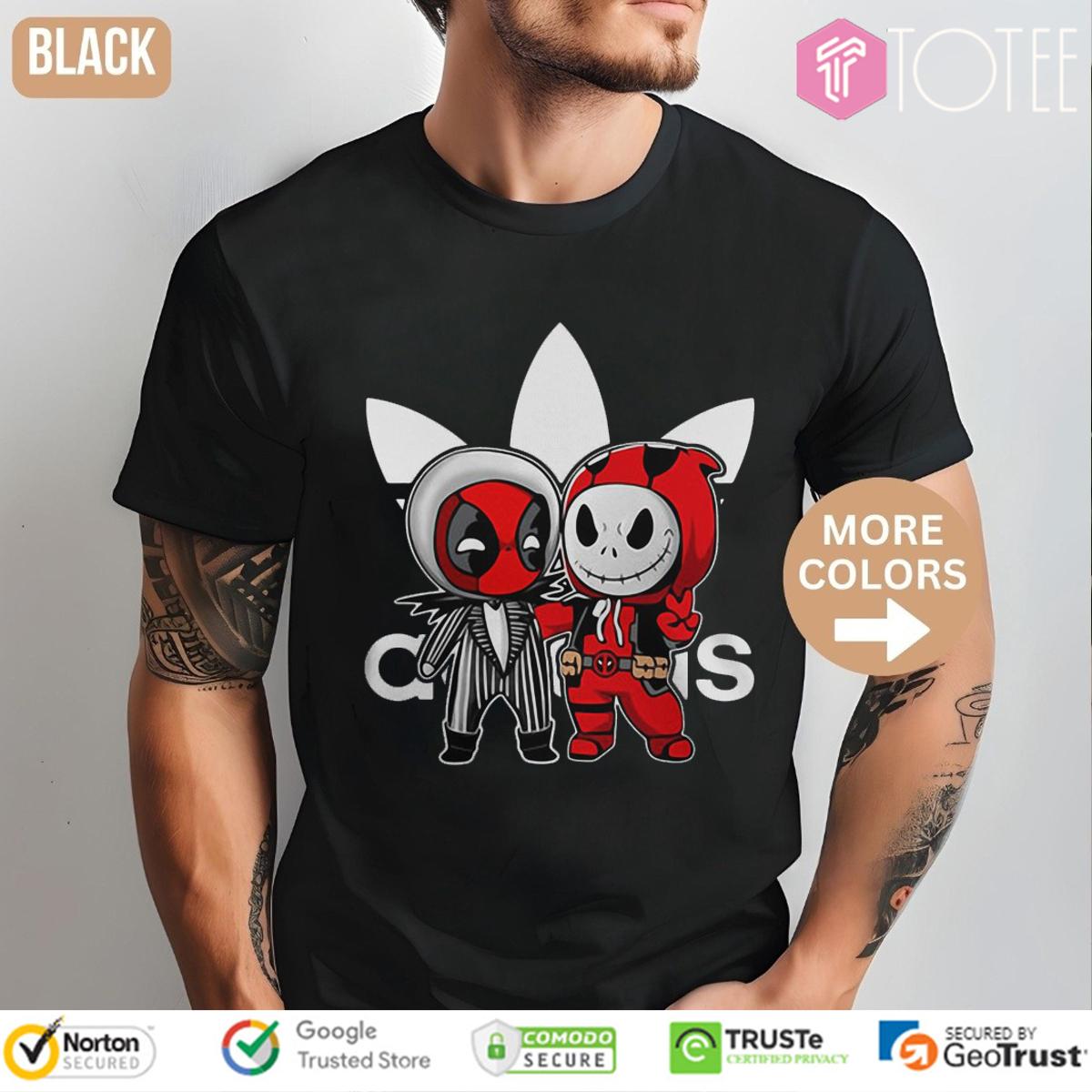 Deadpool Jack Skellington Parody Adidas Logo T-Shirt