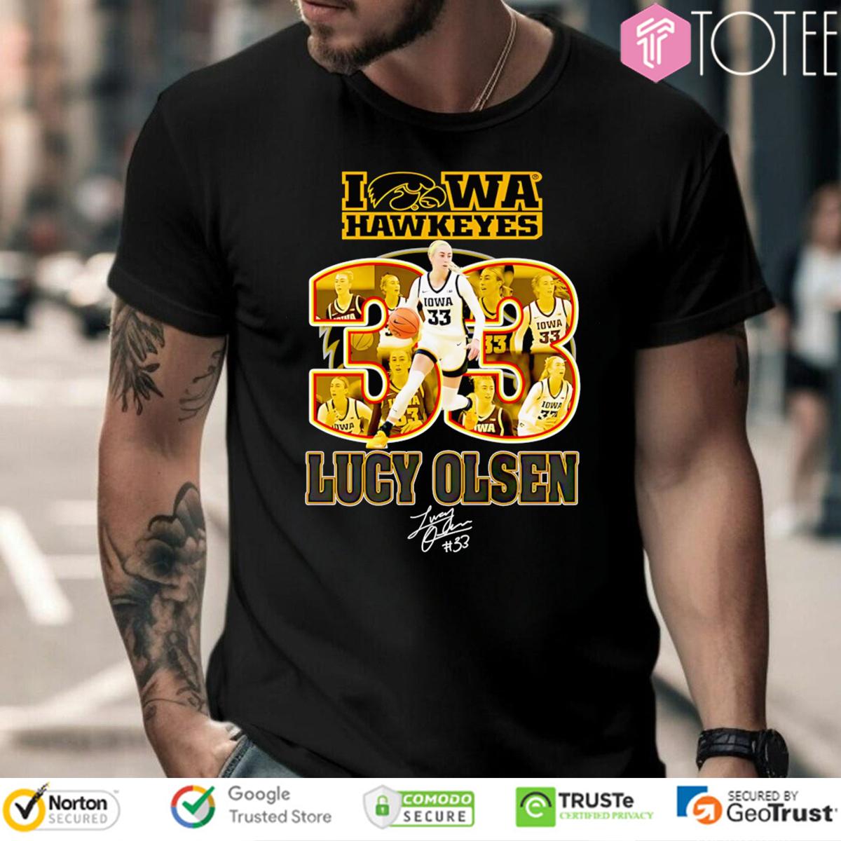 Iowa Hawkeyes Lucy Olsen 33 Signature T-Shirt