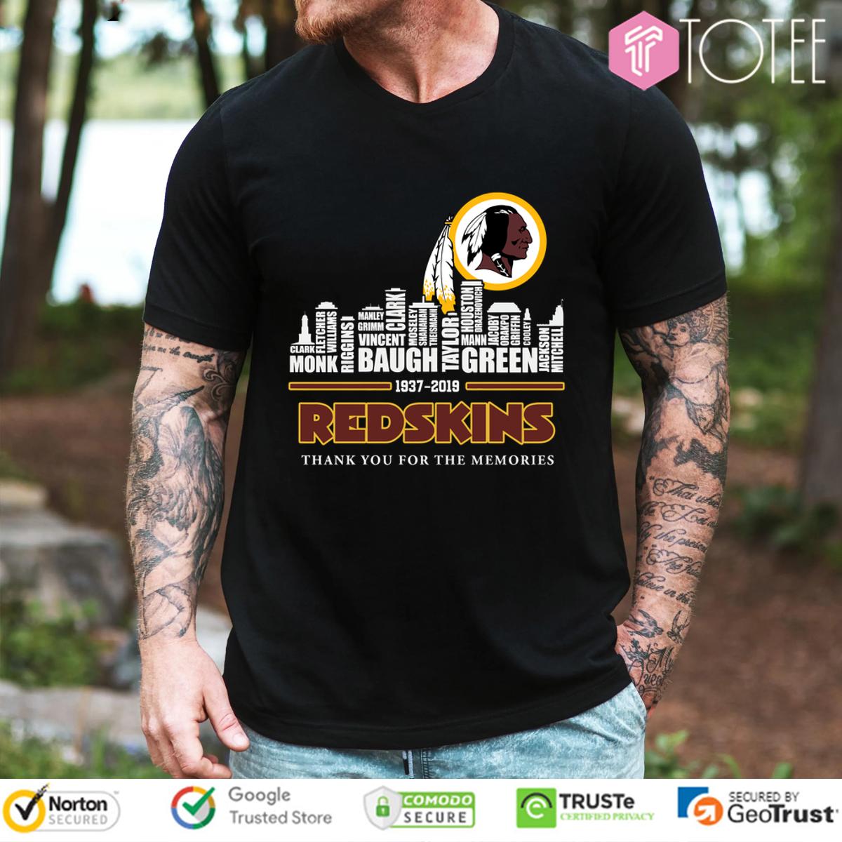 Redskins Tribute Shirt: 1937-2019 Players Names - Remember the Glory!