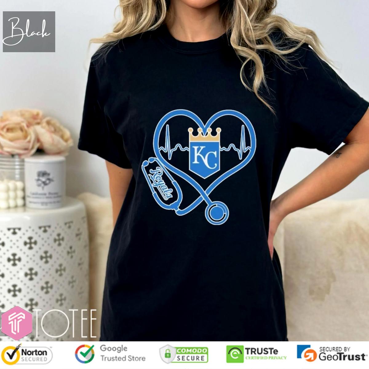 Stethoscope Kansas City Royals Heart Nurse T-Shirt