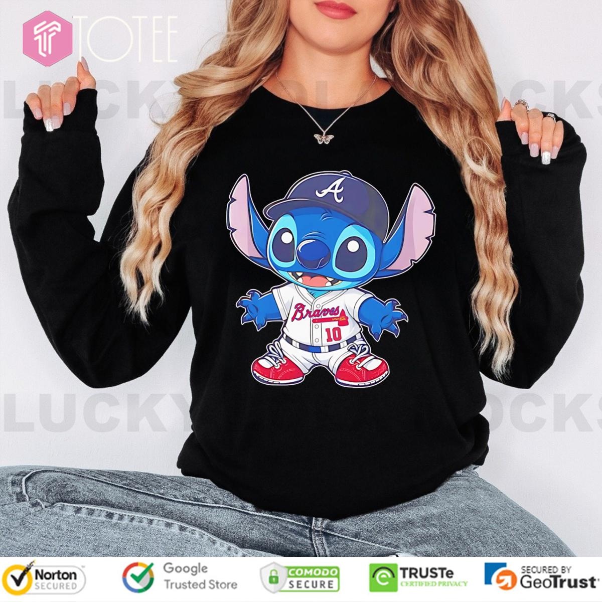 Disney Stitch Atlanta Braves Baseball Long Sleeve