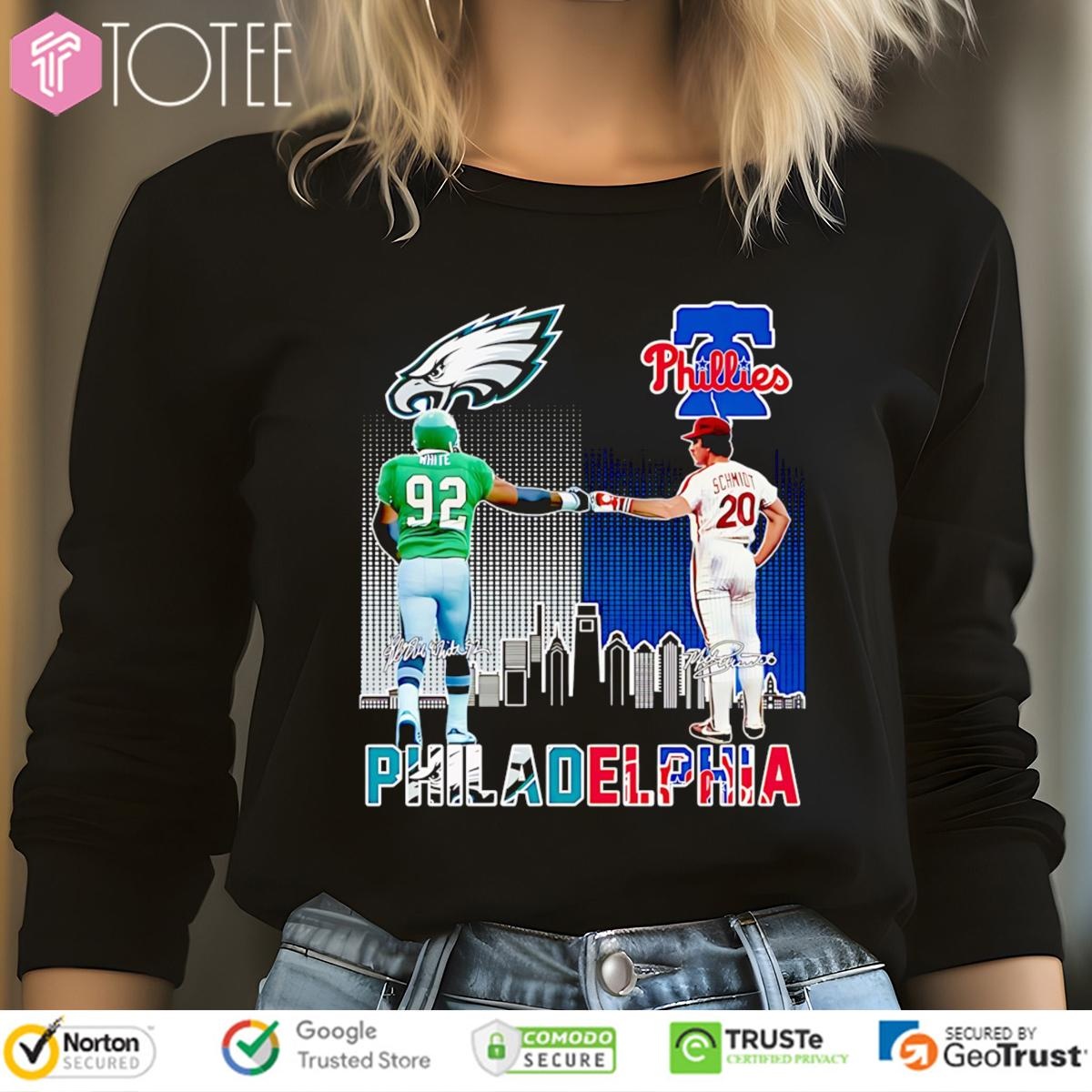 Reggie White Mike Schmidt Philadelphia Sports Teams Eagles Phillies Long Sleeve