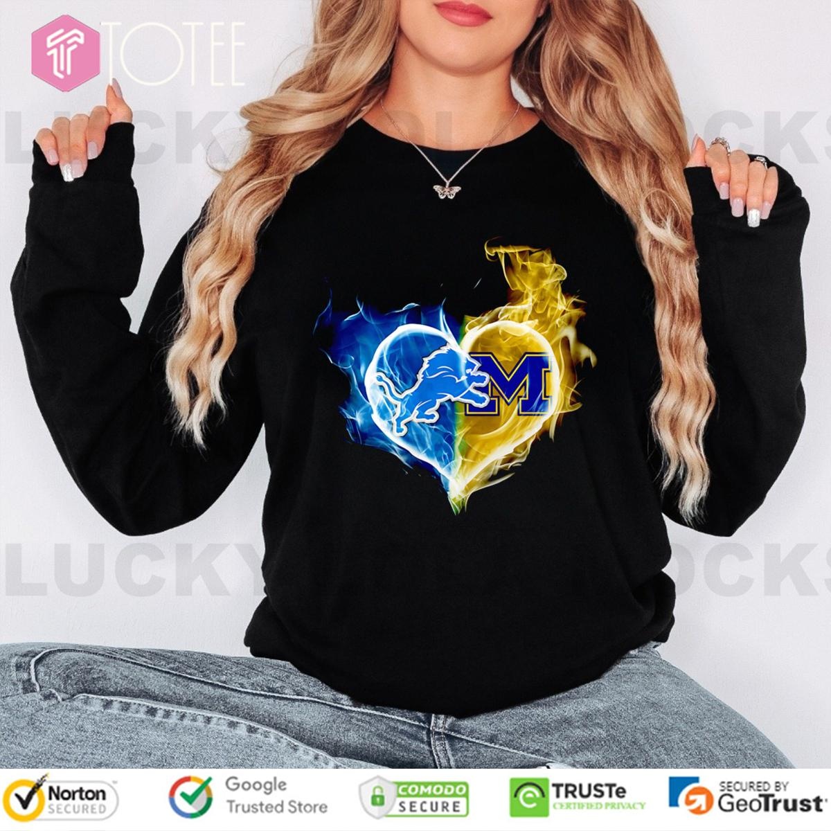 Smoke Heart Detroit Lions Michigan Wolverines Long Sleeve