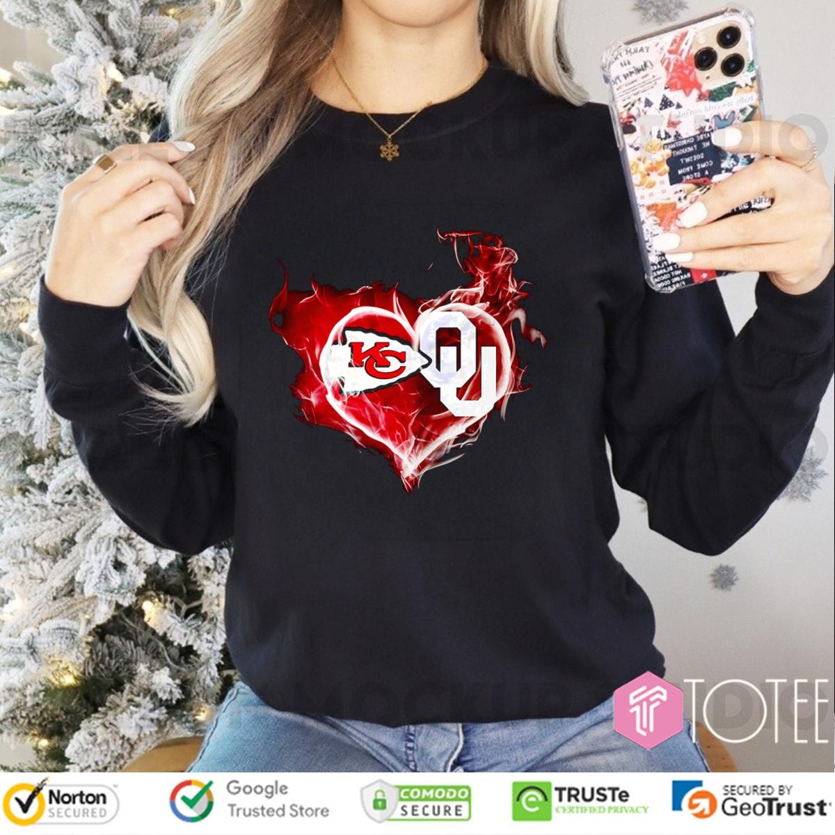 Smoke Heart Kansas City Chiefs Oklahoma Sooners Long Sleeve