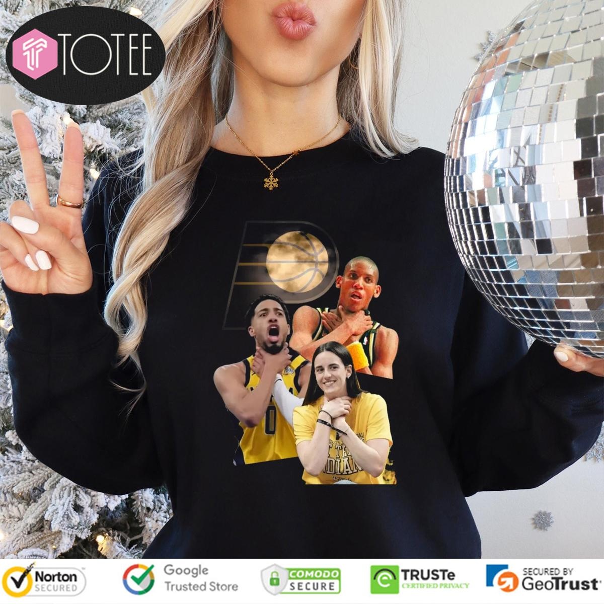 Indiana Pacers Reggie Miller Tyrese Haliburton Caitlin Clark Cover Choke Long Sleeve