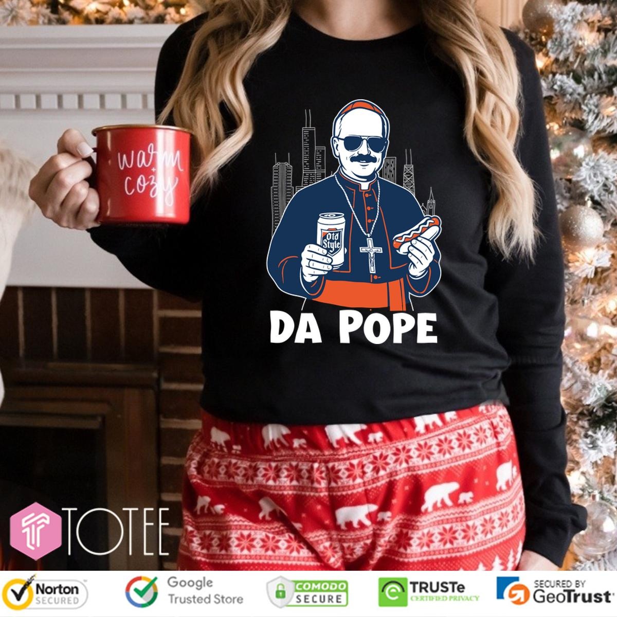 Chicagos Pope Leo Xiv Da Pope Holding Beer And Hotdog Long Sleeve