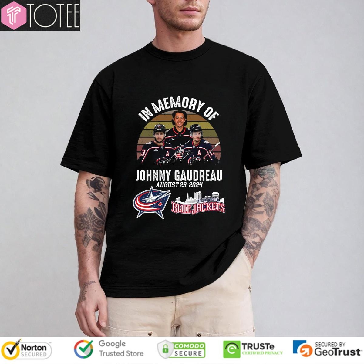 In Memory Of Johnny Gaudreau Blue Jackets Hockey Signature Vintage T-shirt