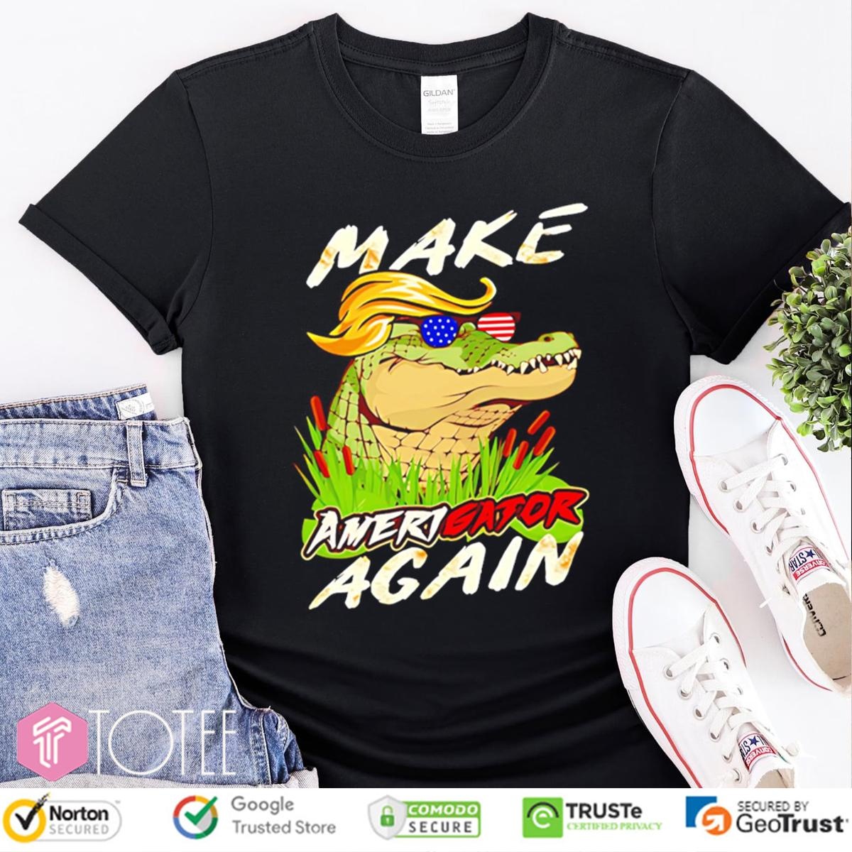 Make Amerigator Again Parody Alligator Trump Maga T-shirt