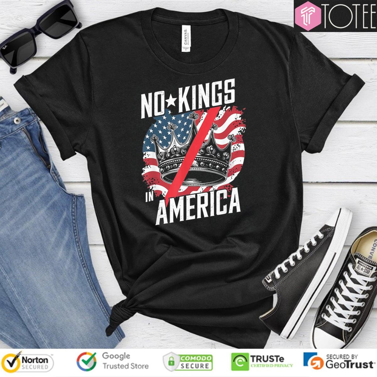 No Kings In America Protest Save Democracy Usa Flag T-shirt