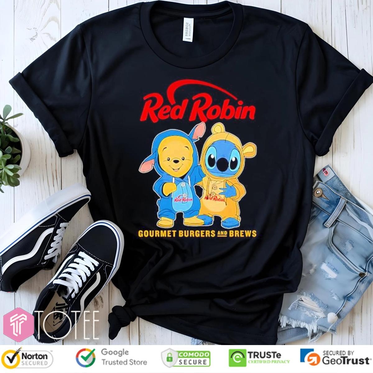 Pooh And Stitch Red Robin Gourmet Burgers And Brews T-shirt